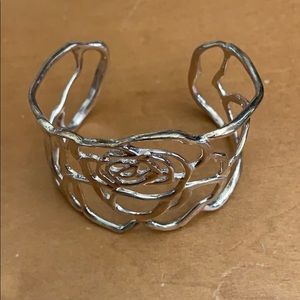 Sterling silver floral cuff bracelet